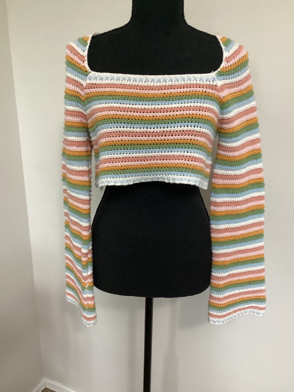 Emory Park Buckle Crochet Cropped Sweater Top Boho  Small NWOT Cottagecore Y2K